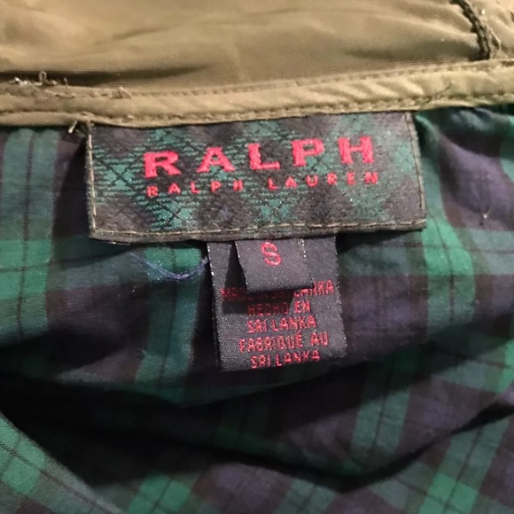 RALPH LAUREN Convertible Jacket Vest Coat Hooded Olive Green Plaid Lined Preppy - Picture 5 of 8